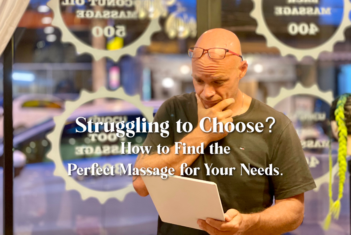 Still trying to decide between Thai, Oil, or Deep Tissue massage? We’ve created a simple guide to help you find the perfect massage.
