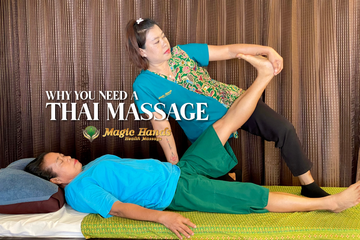 Professional massage therapist performing traditional thai massage at Magic Hands Health Massage in Mae Nam, Koh Samui.